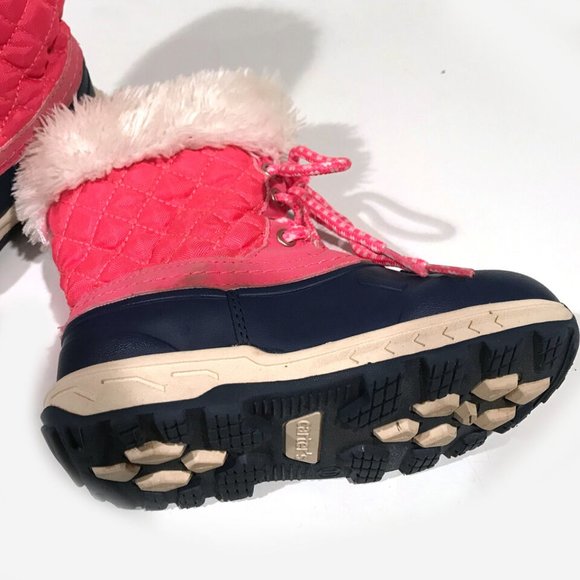 Carters Snow Boots Lace Up, Waterproof, Girls Pink - Size 11 - Picture 5 of 6